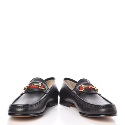 Gucci Calfskin Cirano Lux Web Mens 1953 Horsebit Loafers 8.5 Black 5 of 12