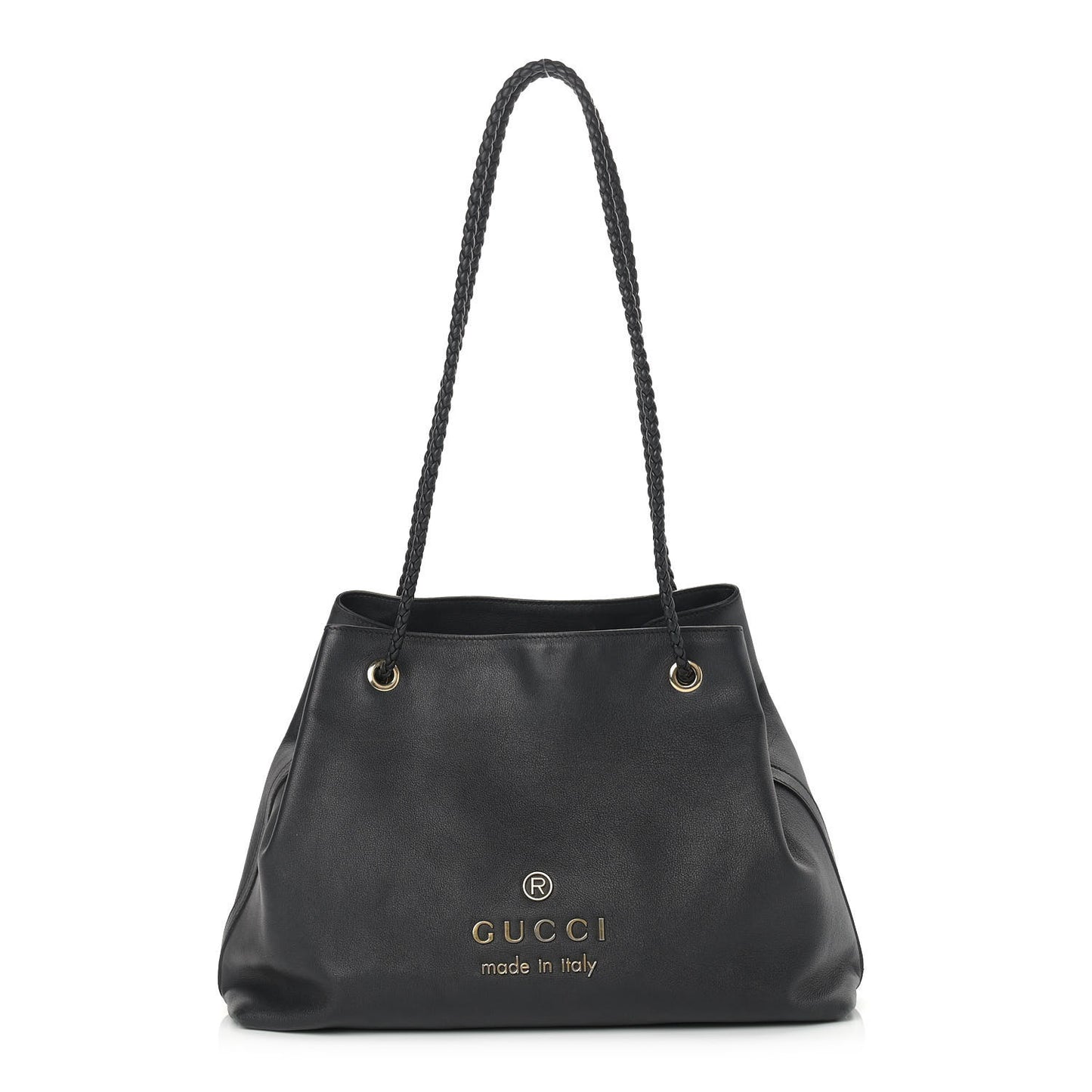 Calfskin Medium Braided Handle Gifford Tote Black