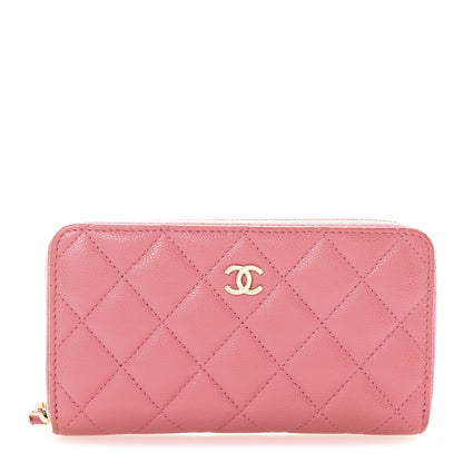 Chanel Caviar Quilted Medium Zip Around Wallet Dark Pink 1 of 8