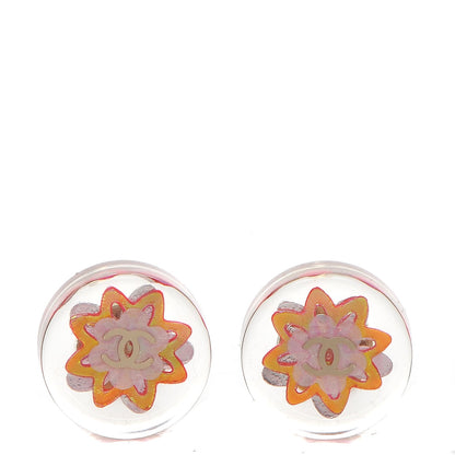 Chanel Resin CC Earrings Gold Transparent Pink 1 of 5