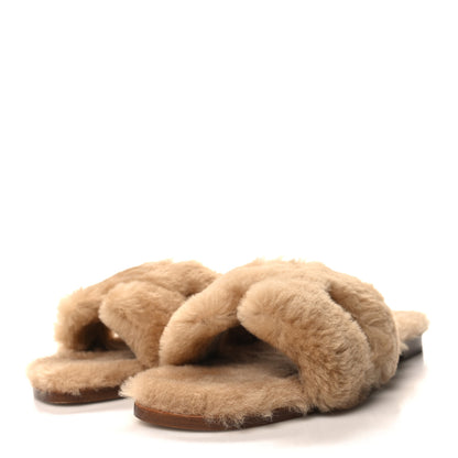 Hermes Woolskin Oran Sandals 41.5 Beige Argile 3 of 8