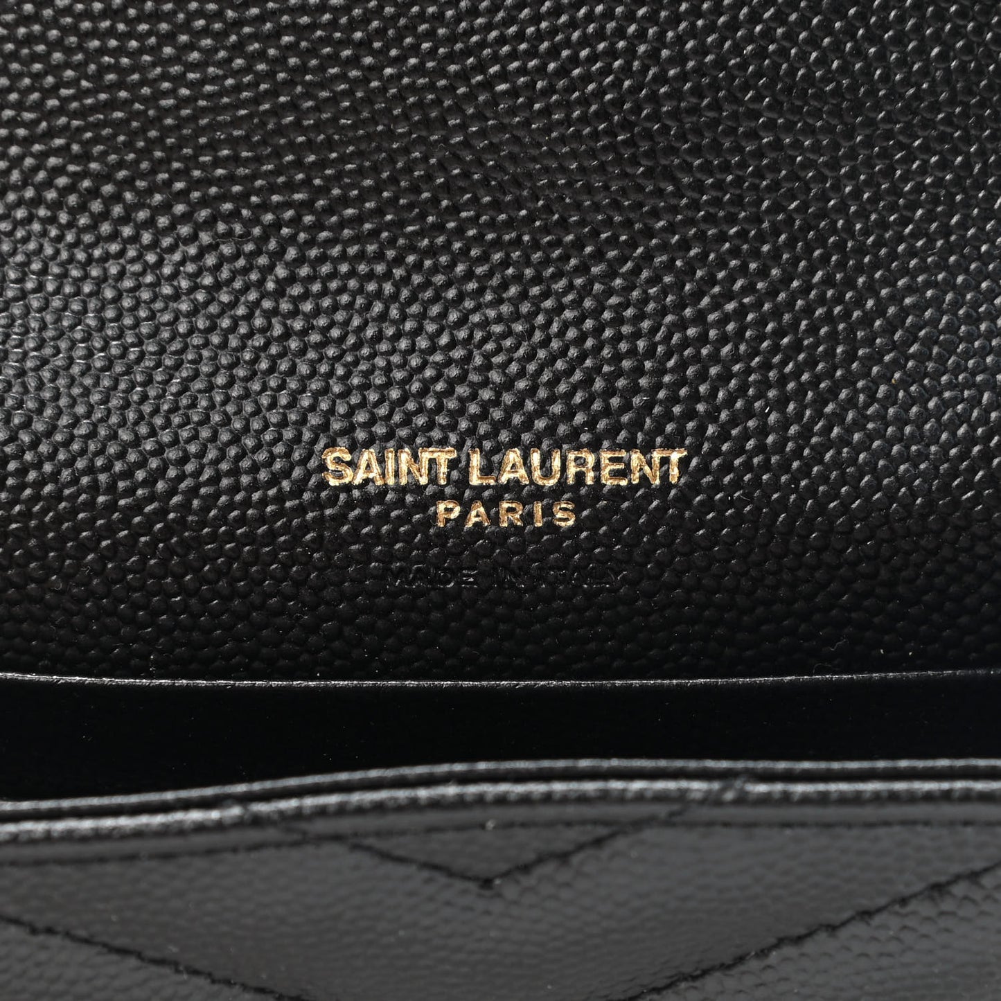 Grain De Poudre Matelasse Chevron Small Monogram Envelope Wallet Black