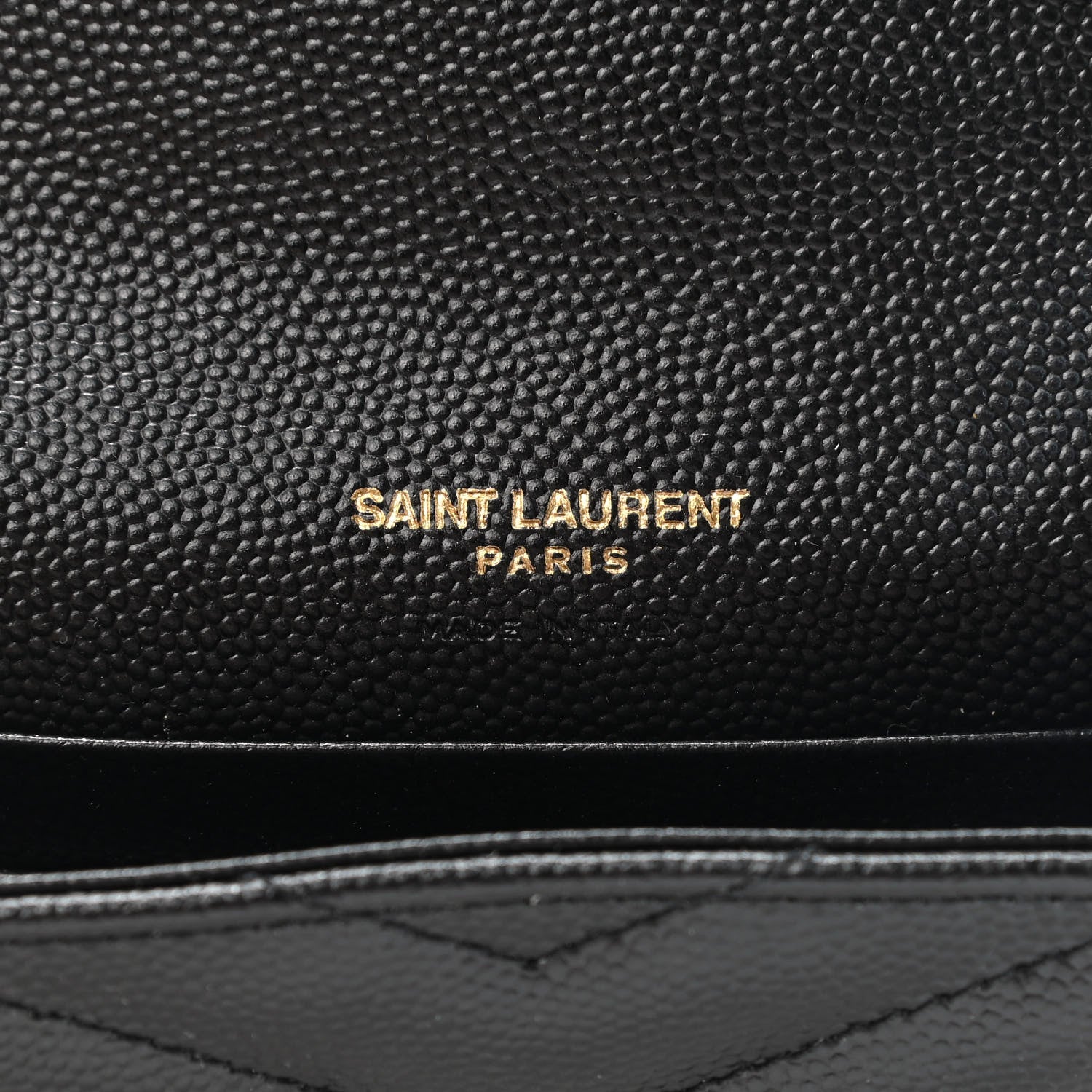 Saint Laurent Grain De Poudre Matelasse Chevron Small Monogram Envelope Wallet Black 6 of 7