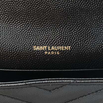 Saint Laurent Grain De Poudre Matelasse Chevron Small Monogram Envelope Wallet Black 6 of 7
