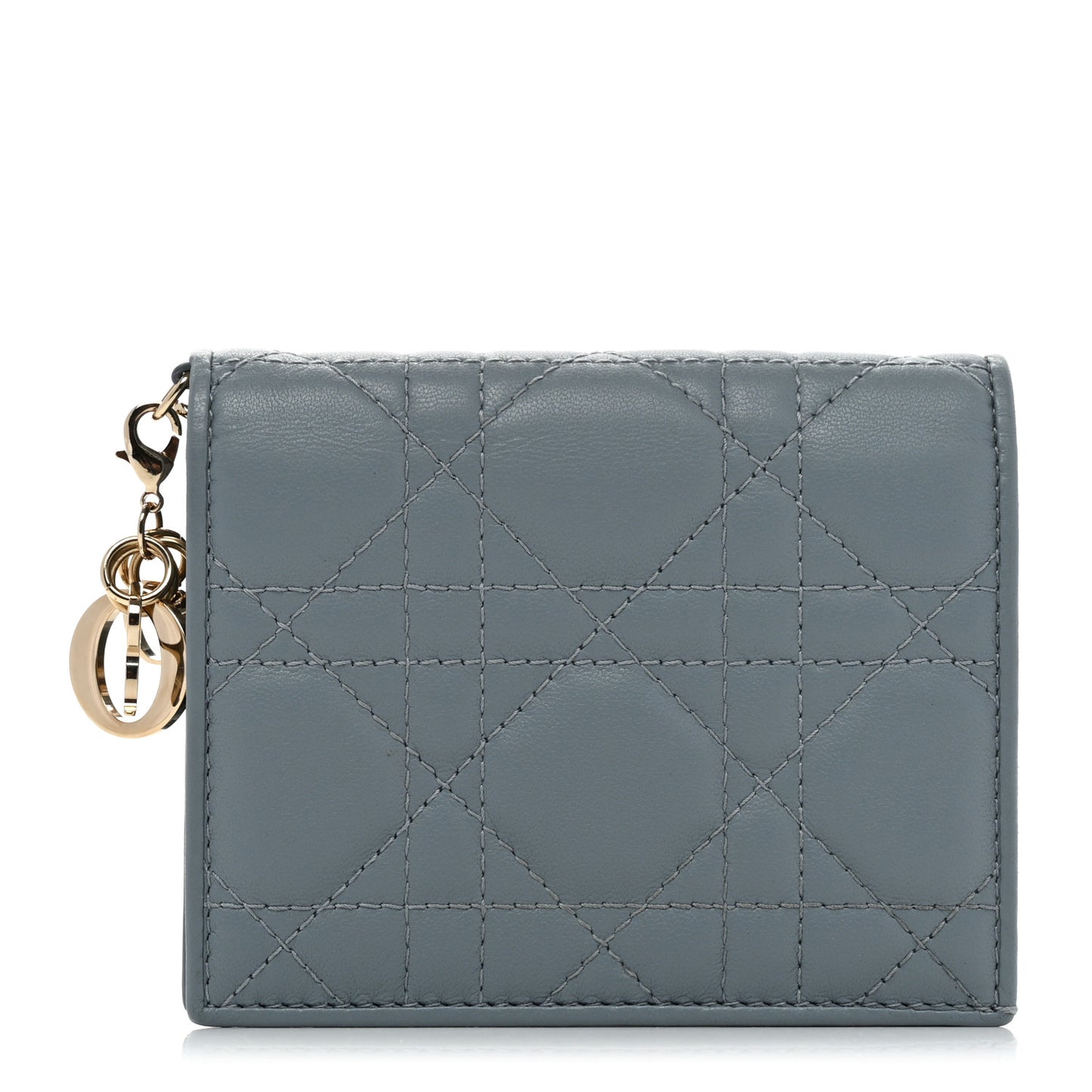 Lambskin Cannage Mini Lady Dior Wallet Cloud Blue