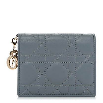 Christian Dior Lambskin Cannage Mini Lady Dior Wallet Cloud Blue 1 of 8
