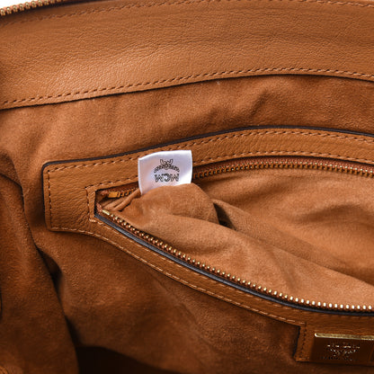 MCM Visetos Studded Medium Boston Satchel Cognac 7 of 10