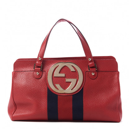 Gucci Calfskin Blondie Web Satchel Red 1 of 9