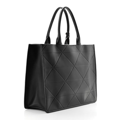 Prada Soft Calfskin Triangle Embossed Large Tote Bag Black 3 of 10