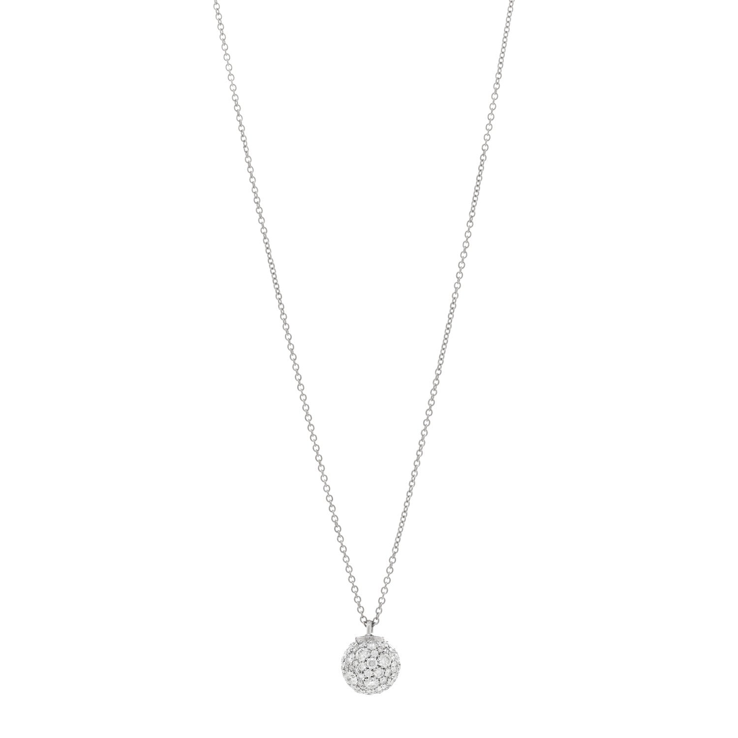 Tiffany 18K White Gold Diamond 12mm HardWear Ball Pendant Necklace 1 of 10