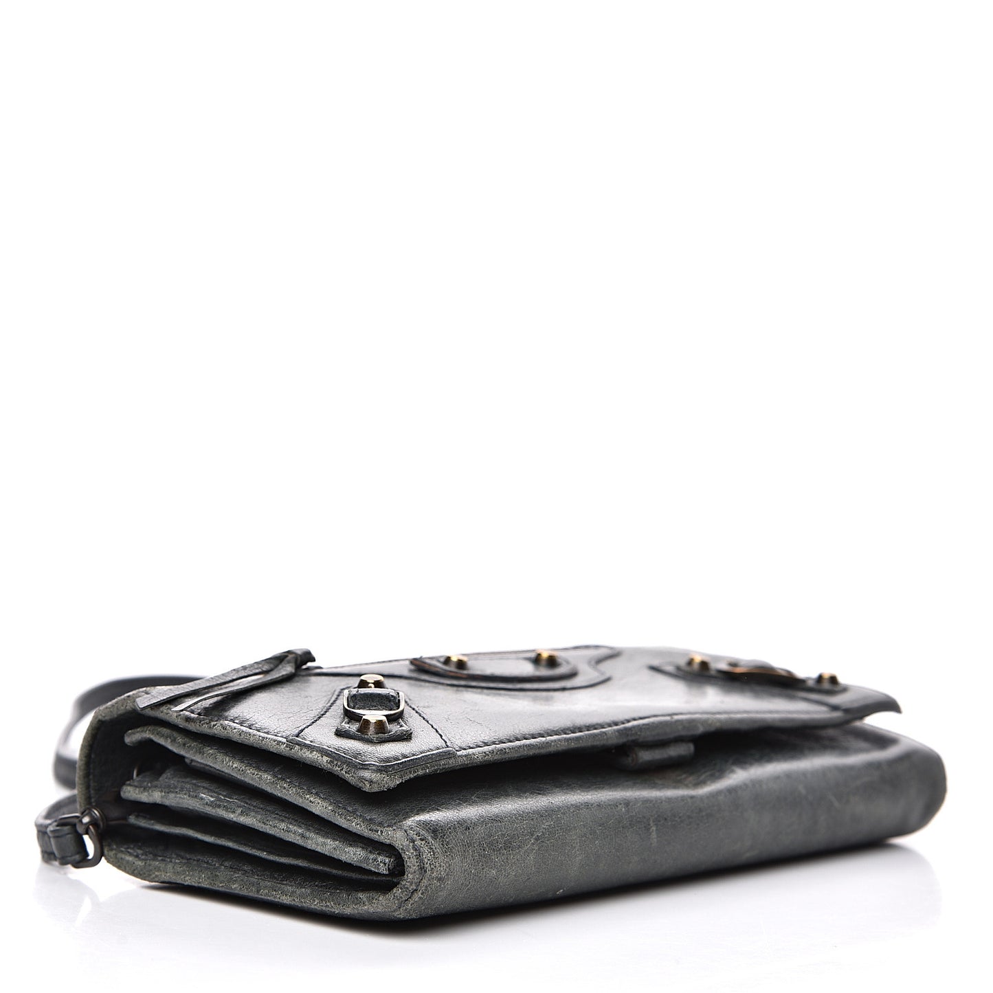 Agneau Classic Hardware Continental Wallet on Strap Anthracite