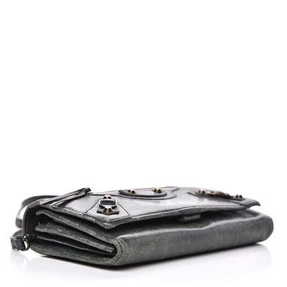 Balenciaga Agneau Classic Hardware Continental Wallet on Strap Anthracite 3 of 15