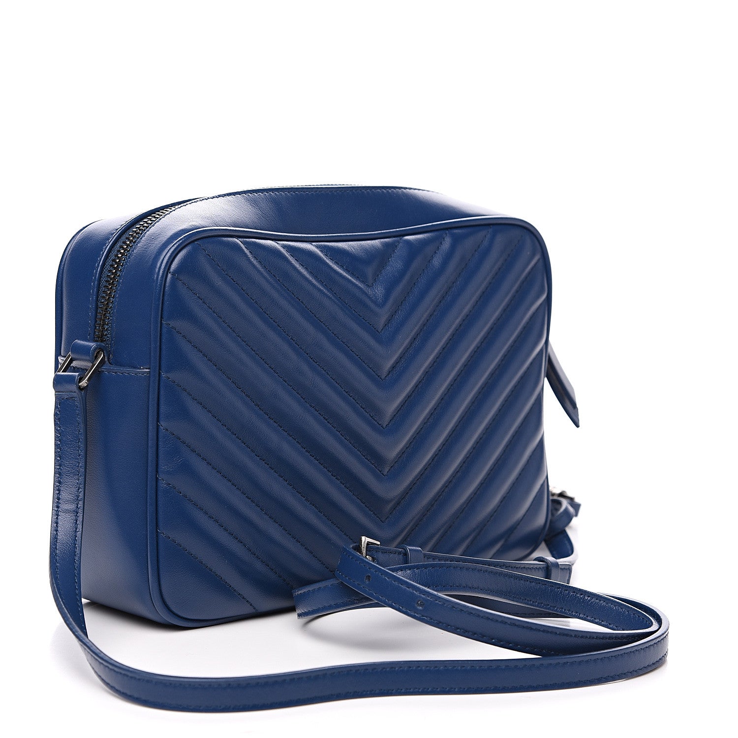 Saint Laurent Calfskin Matelasse Monogram Lou Camera Bag Blue 2 of 8