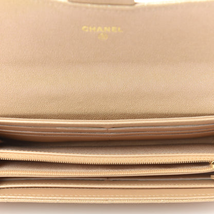 Chanel Iridescent Caviar Quilted Long Gusset Flap Wallet Beige 5 of 9