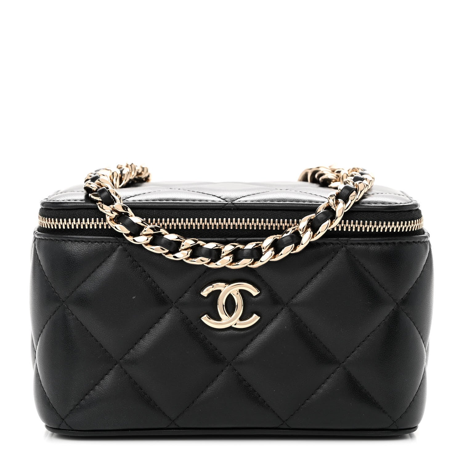 Chanel Lambskin Resin Elegant Chain Small Vanity Case Black 1 of 11