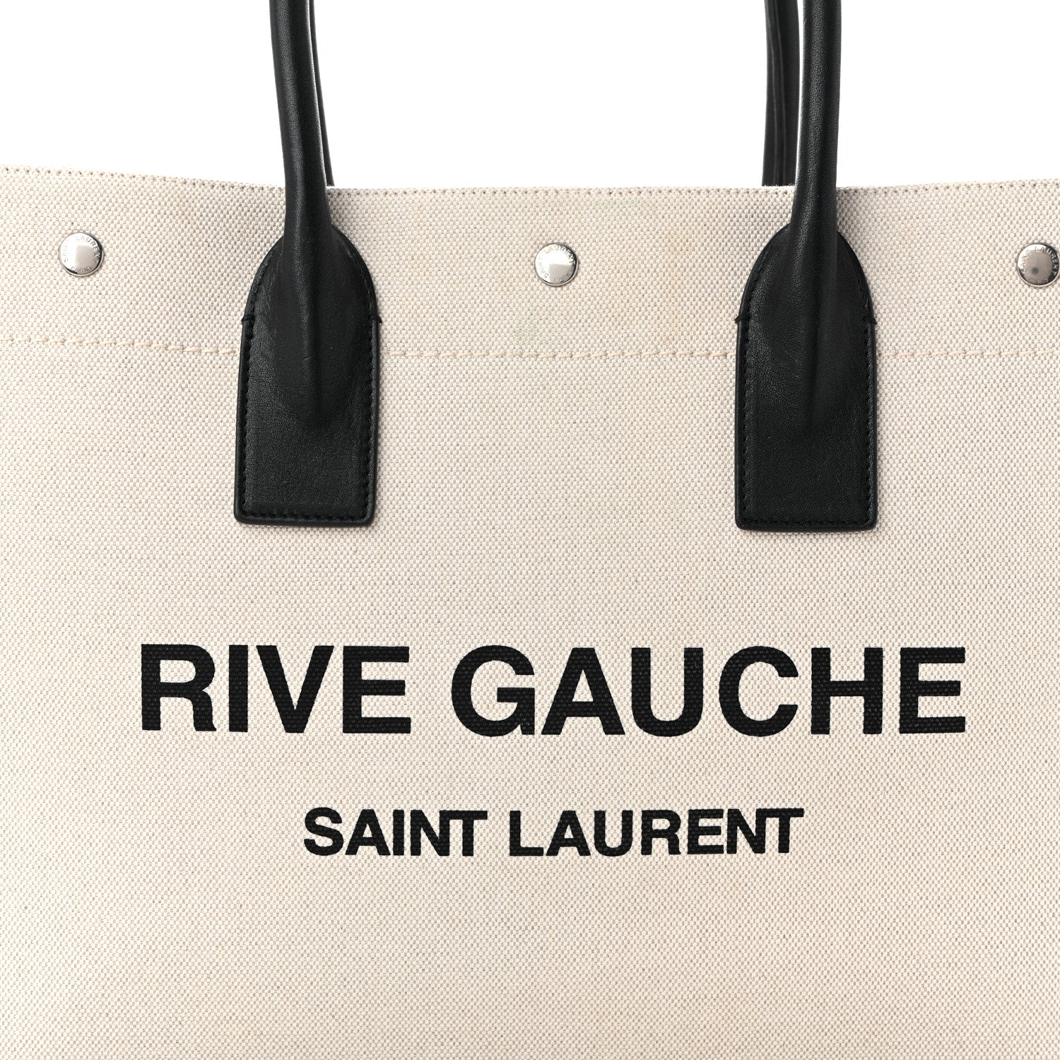 Saint Laurent Linen Calfskin Small Rive Gauche Tote Optic White 8 of 10