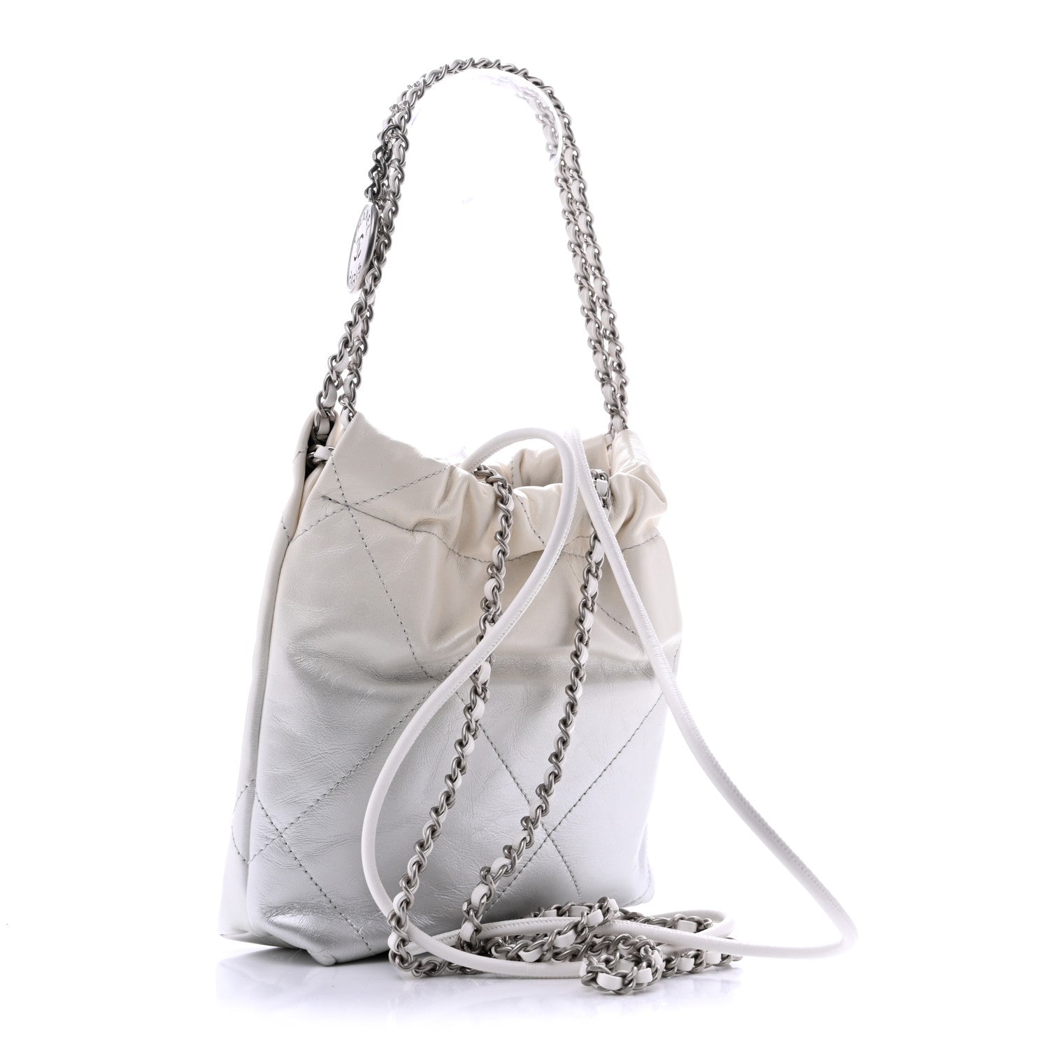 Chanel Metallic Shaded Calfskin Quilted Mini Chanel 22 White Silver 3 of 11