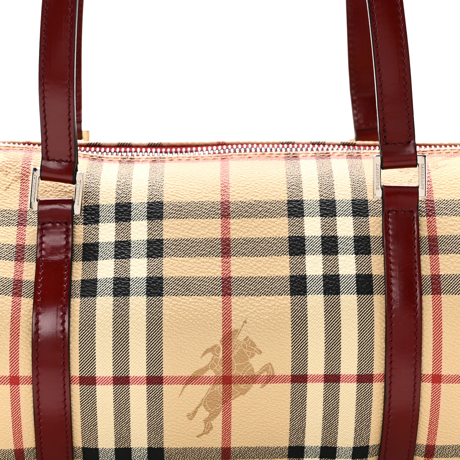 Burberry Haymarket Check Barrel Bag Red 8 of 10