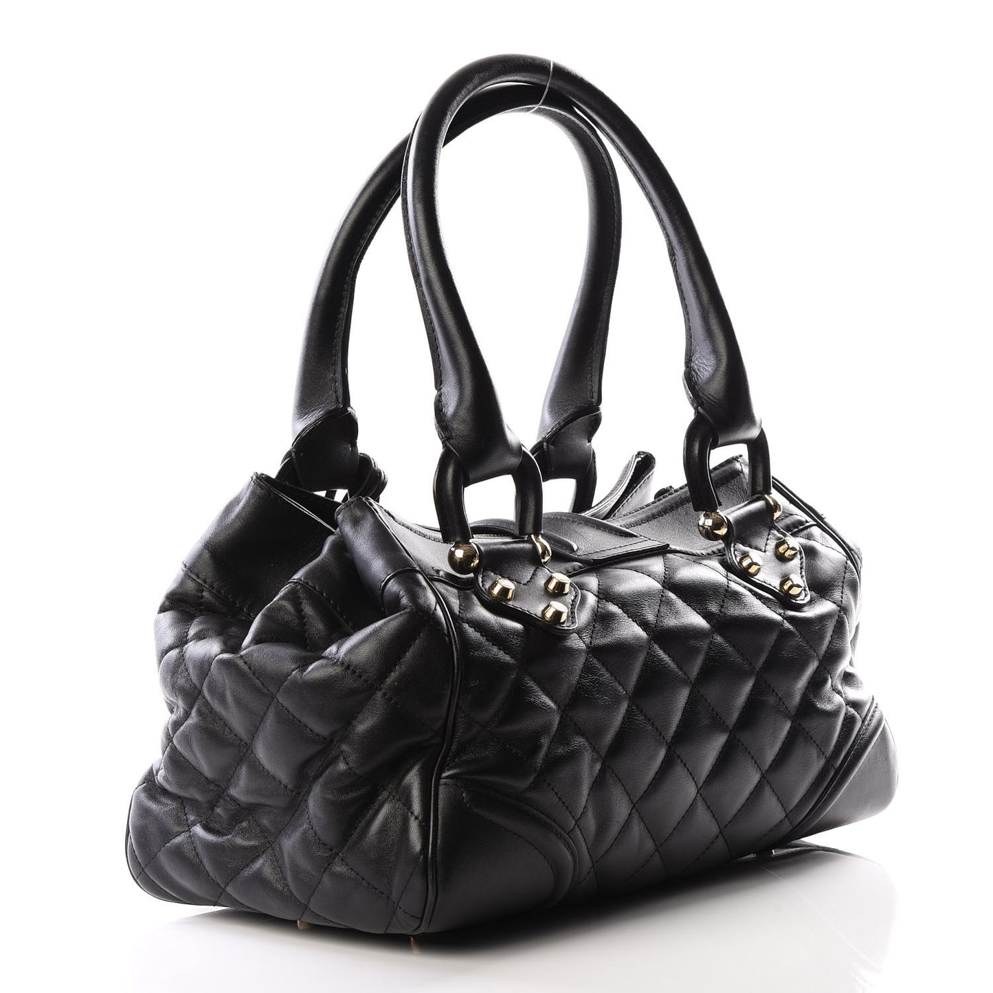 Calfskin Quilted Satchel Black