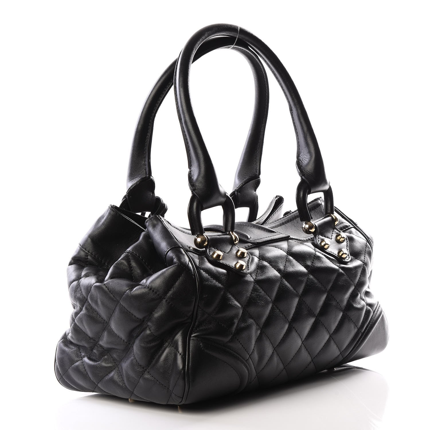 Burberry Calfskin Quilted Satchel Black 2 of 13