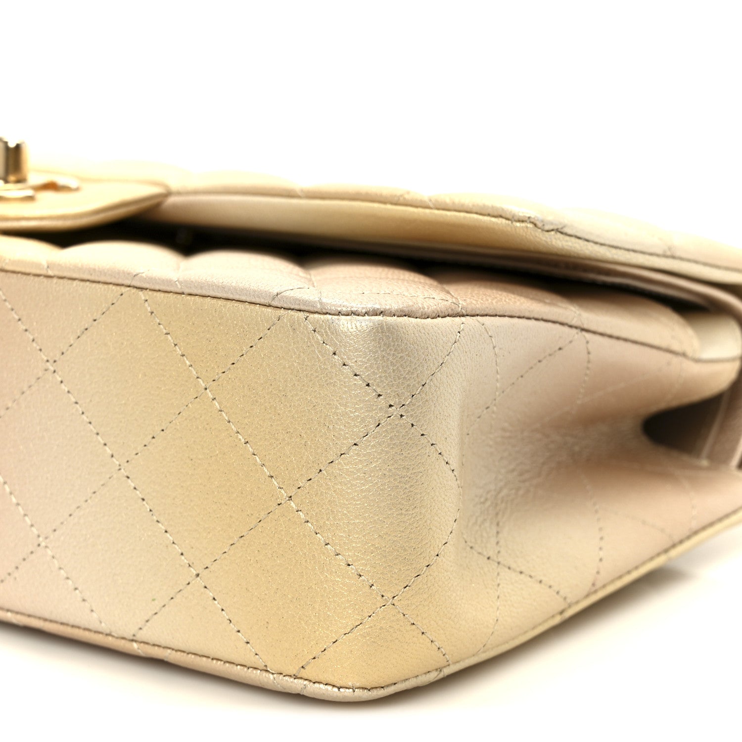 Chanel Metallic Goatskin Quilted Ombre Medium Double Flap Gold 11 of 11