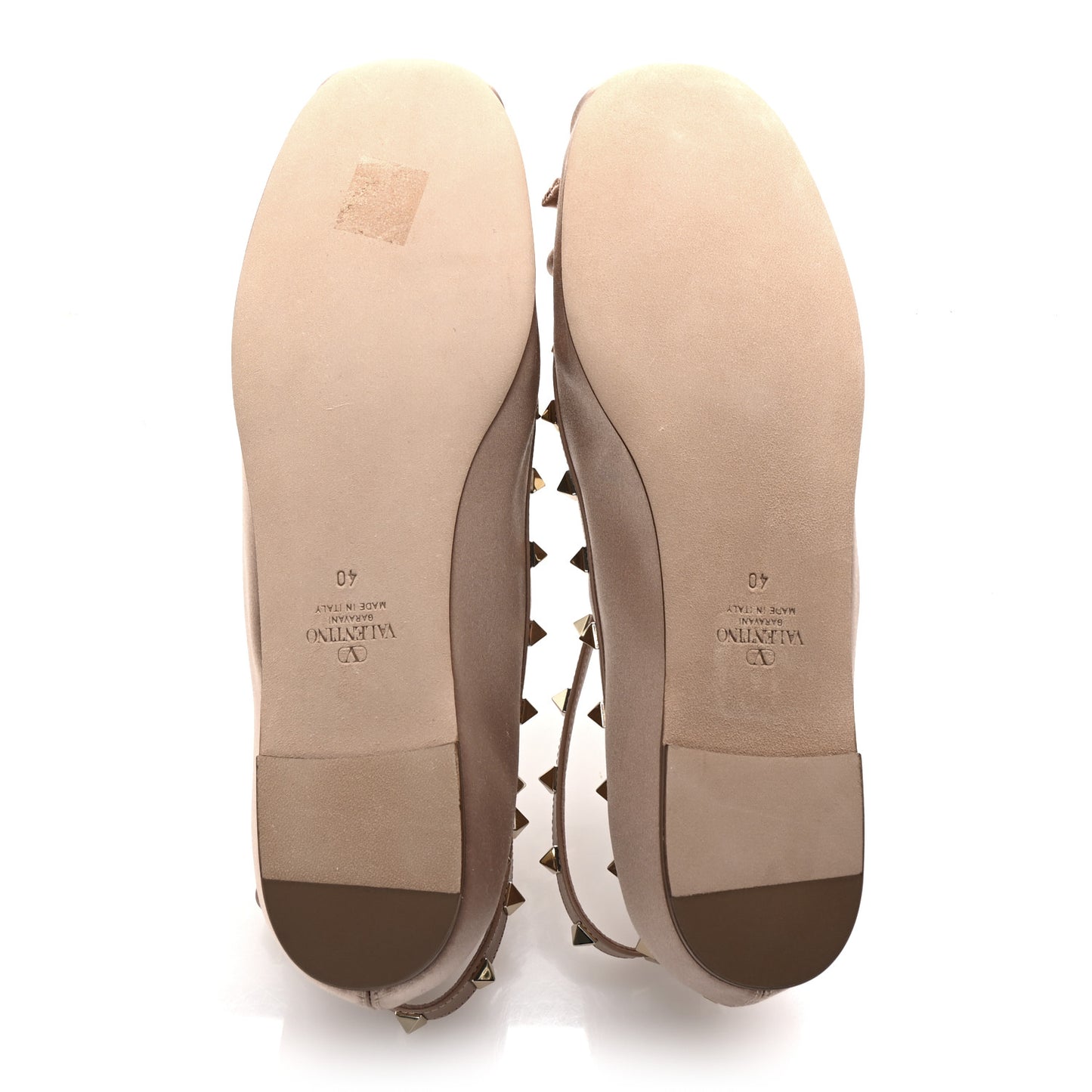 Satin Nappa Rockstud Ballerina Flats 40 Rose Cannelle