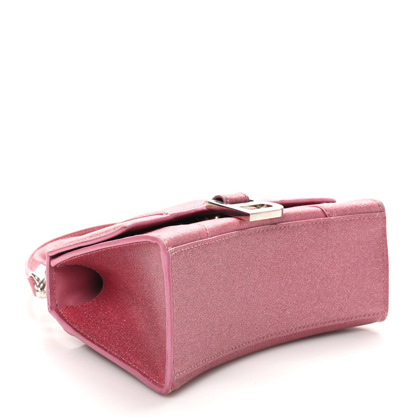 Glitter Fabric Hourglass Top Handle Bag XS Sweet Pink