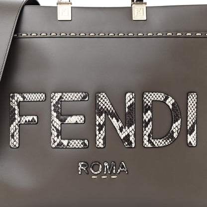 Fendi Vitello King Plexiglass Elaphe Python Print Logo Medium Fendi Sunshine Shopper Tote Tartufo Daisy Roccia 7 of 9