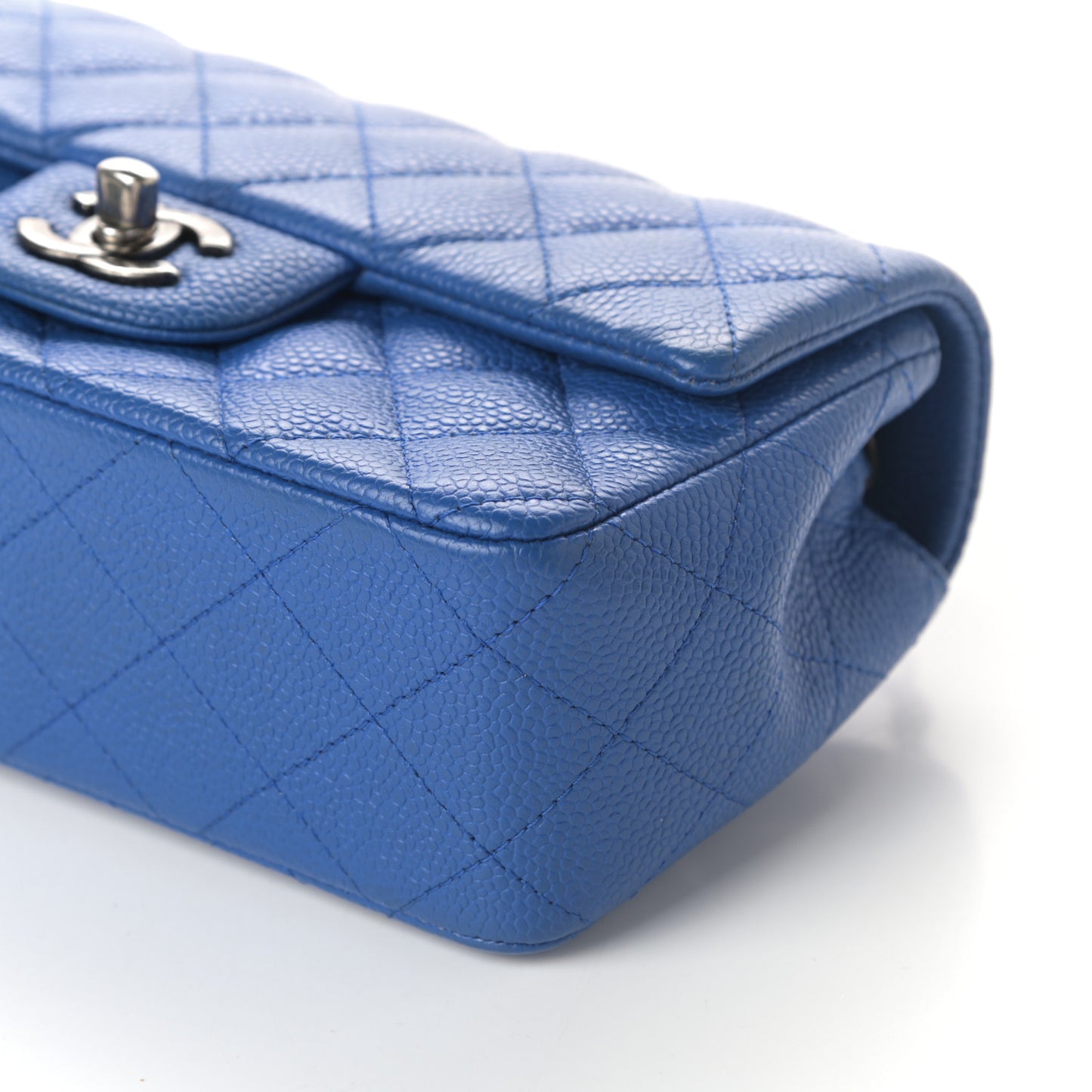 Caviar Quilted Mini Rectangular Flap Blue