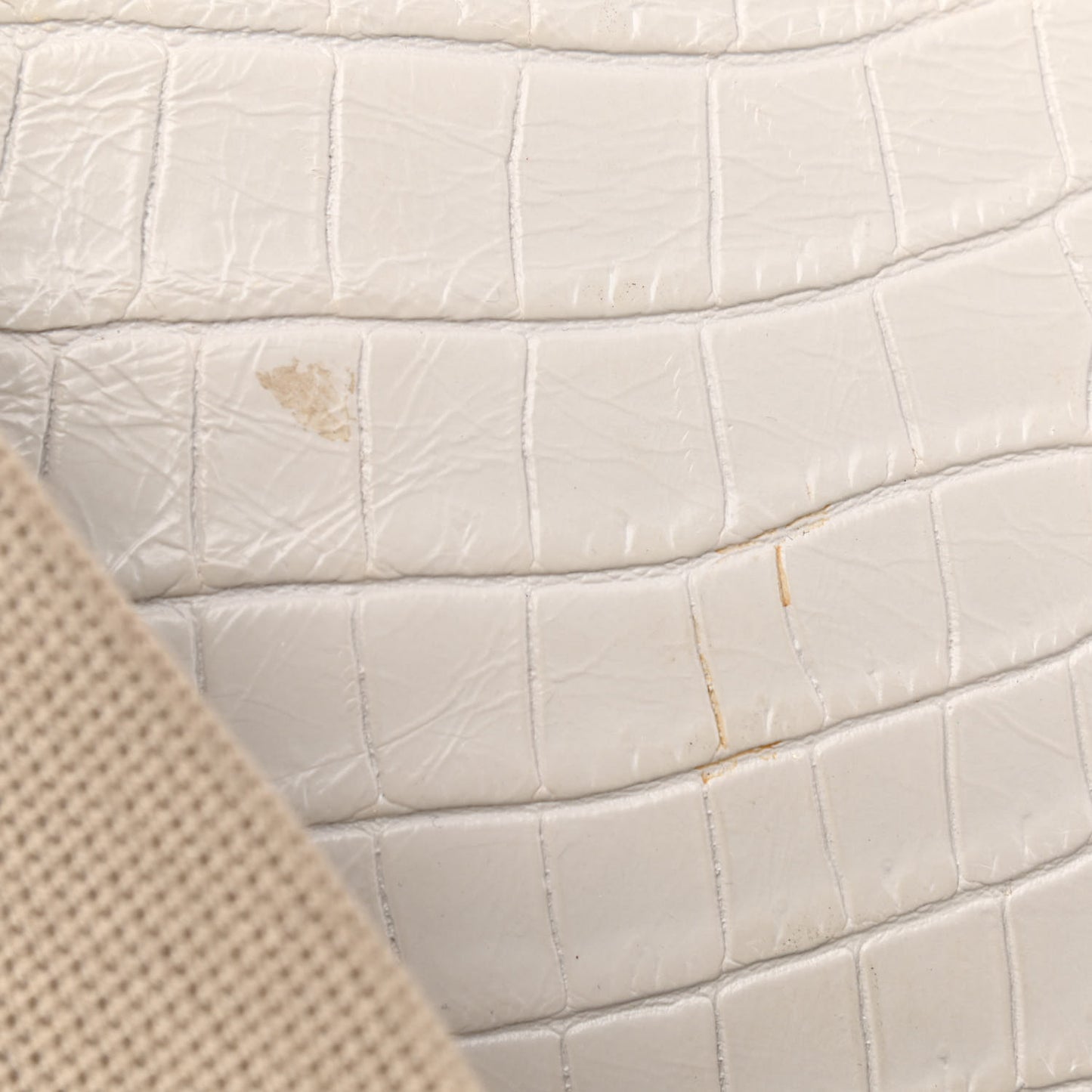 Calfskin Crocodile Embossed Baby Monogram Cabas Gris Perle