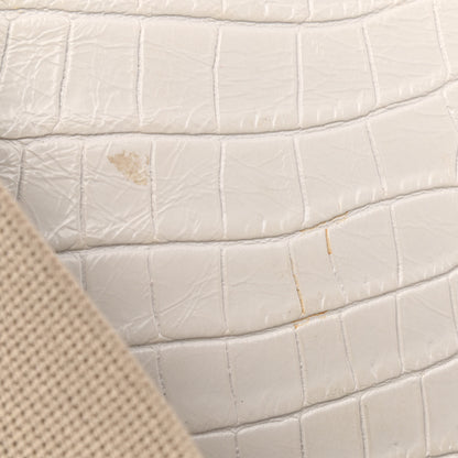 Saint Laurent Calfskin Crocodile Embossed Baby Monogram Cabas Gris Perle 16 of 16