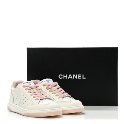 Chanel Grained Calfskin Fabric Womens Logo Sneakers 36 White Light Pink 8 of 8