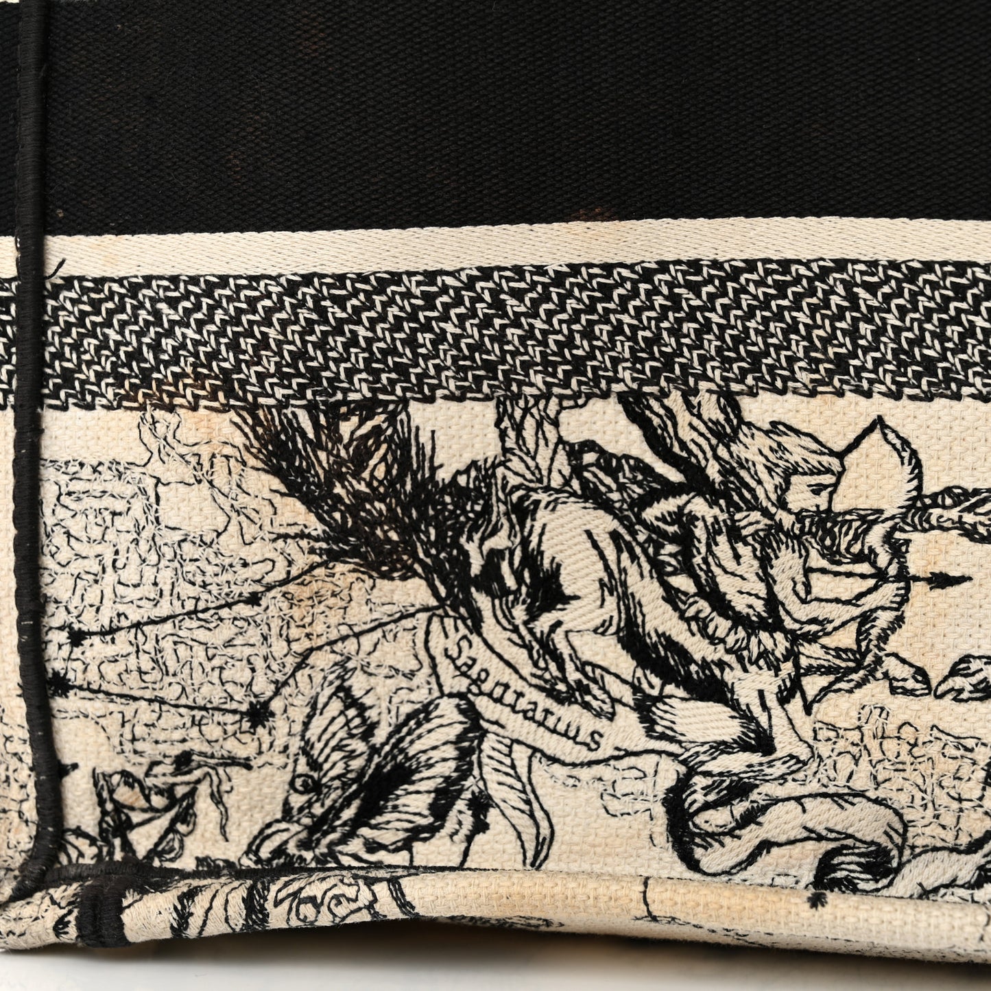 Canvas Zodiac Toile De Jouy Embroidered Medium Book Tote Latte