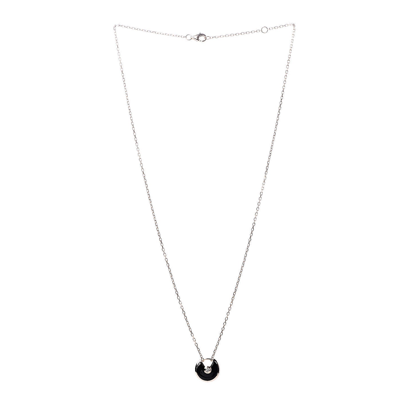 18K Pink Gold Diamond Black Onyx XS Amulette de Cartier Pendant Necklace