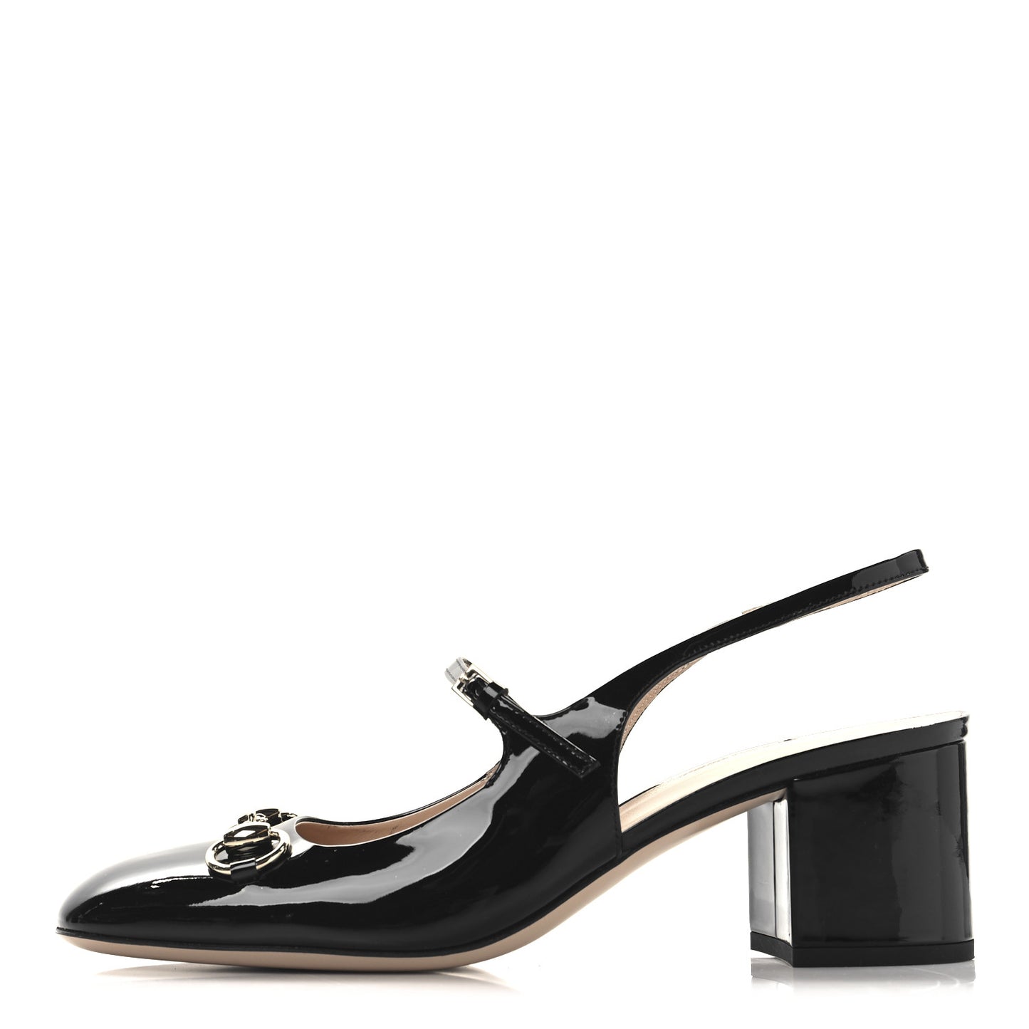 Patent Womens Horsebit Slingback Pumps 40 Black