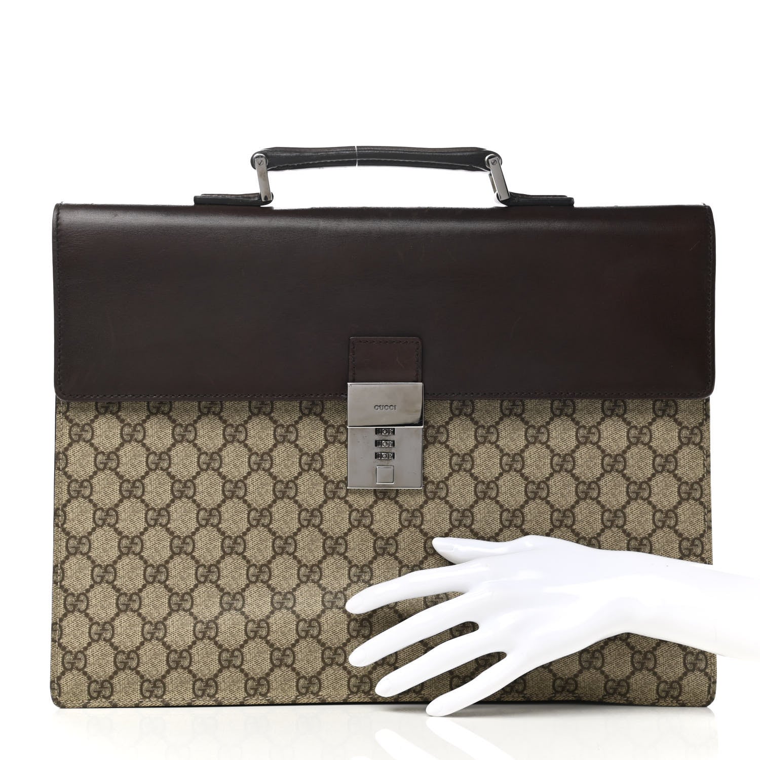Gucci GG Supreme Monogram Flap Briefcase Brown 2 of 15