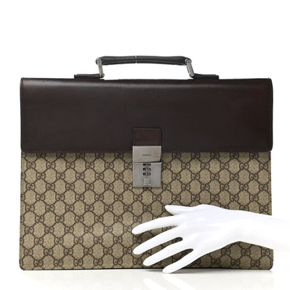 Gucci GG Supreme Monogram Flap Briefcase Brown 2 of 15