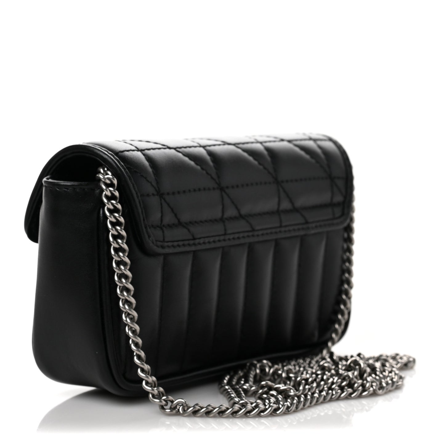 Calfskin Matelasse Aria Super Mini GG Marmont Shoulder Bag Black