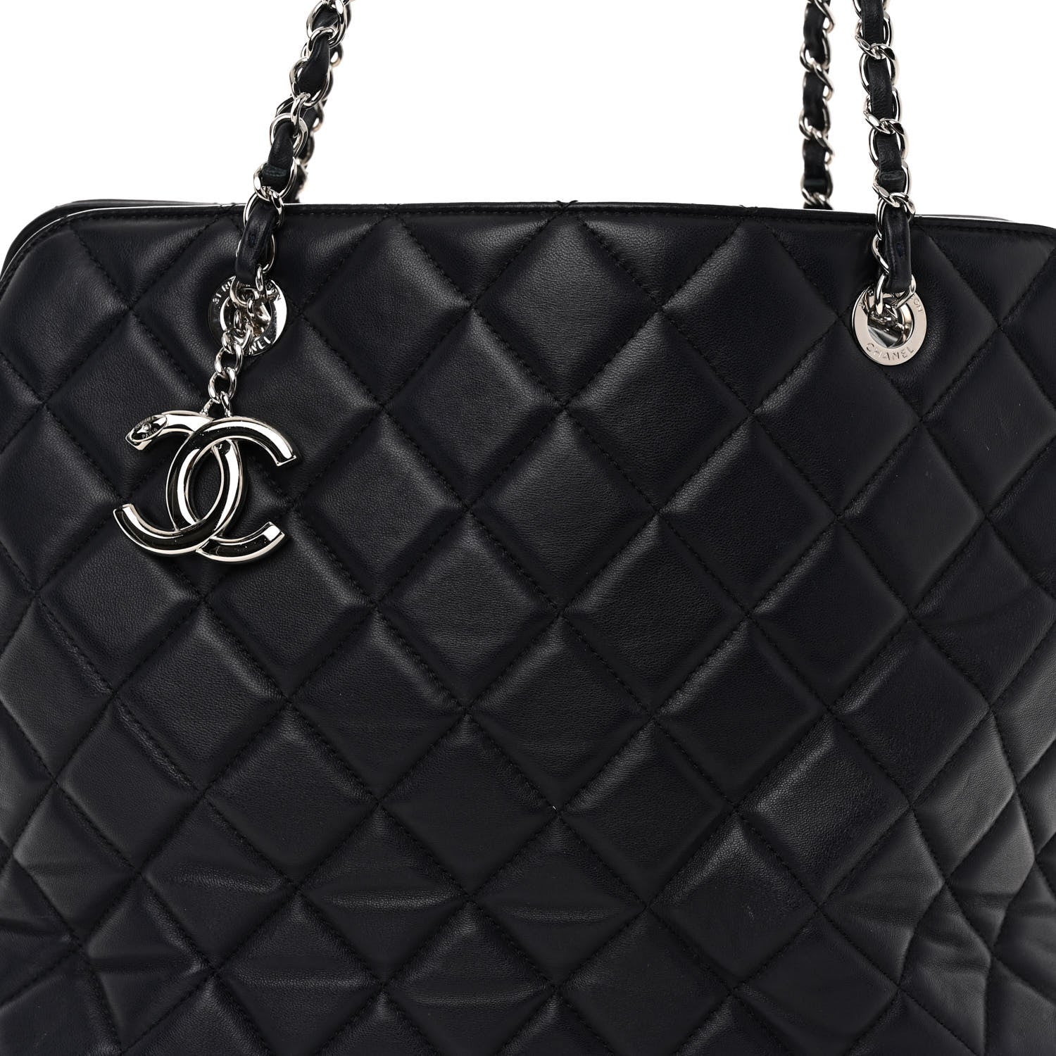 Chanel Lambskin Quilted Shoulder Bag Navy Blue 9 of 11