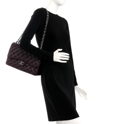 Chanel Lambskin Quilted Jumbo Double Flap Dark Purple 2 of 15