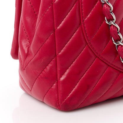 Chanel Lambskin Chevron Quilted Maxi Single Flap Red 14 of 17