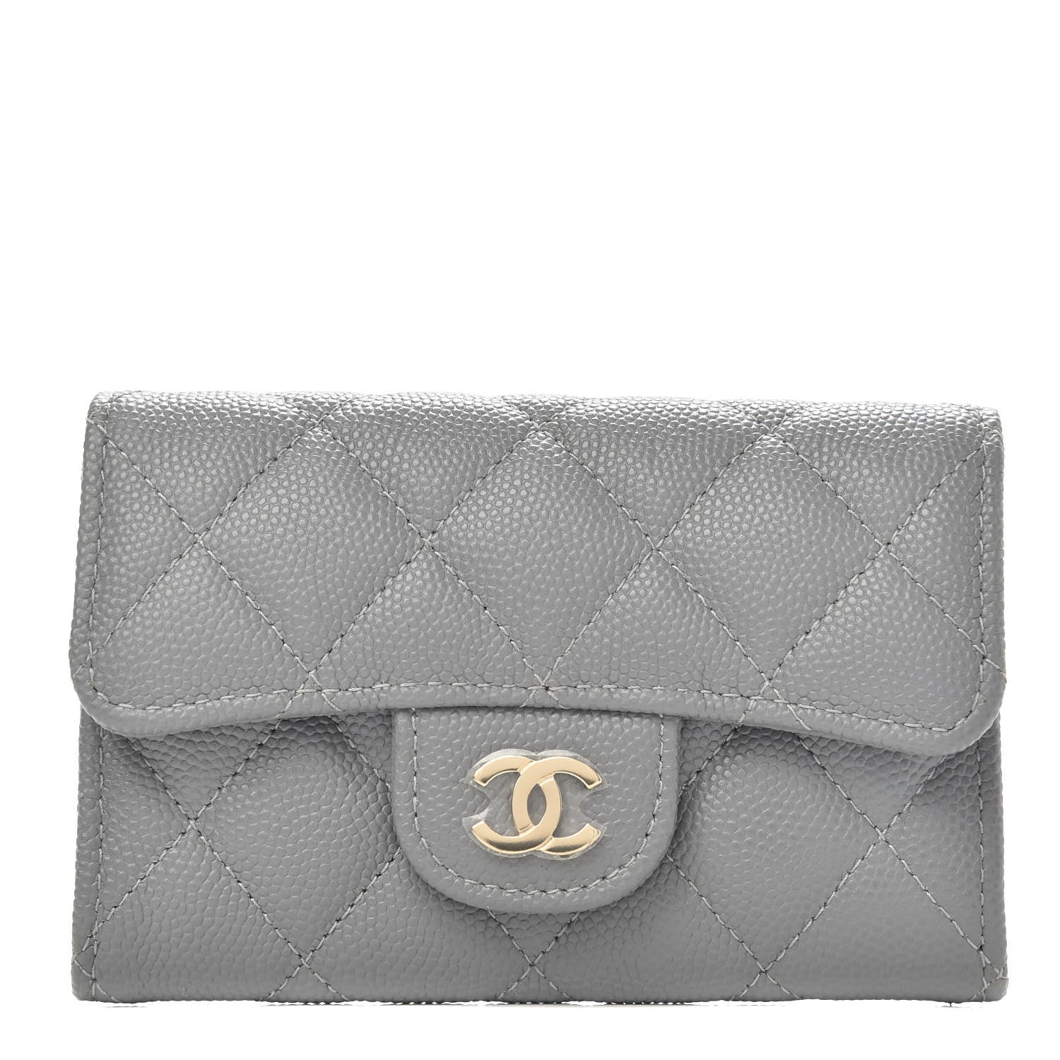 Chanel Caviar Quilted Flap Card Holder Wallet Dark Grey 1 of 18