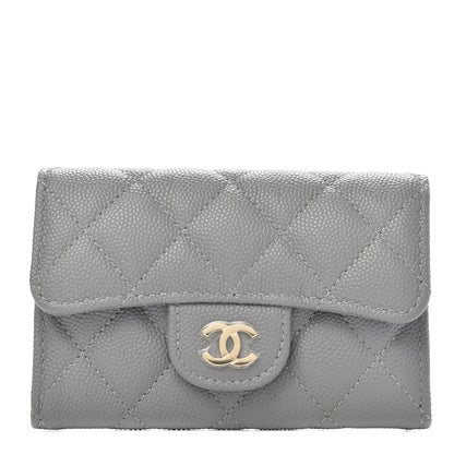 Chanel Caviar Quilted Flap Card Holder Wallet Dark Grey 1 of 18