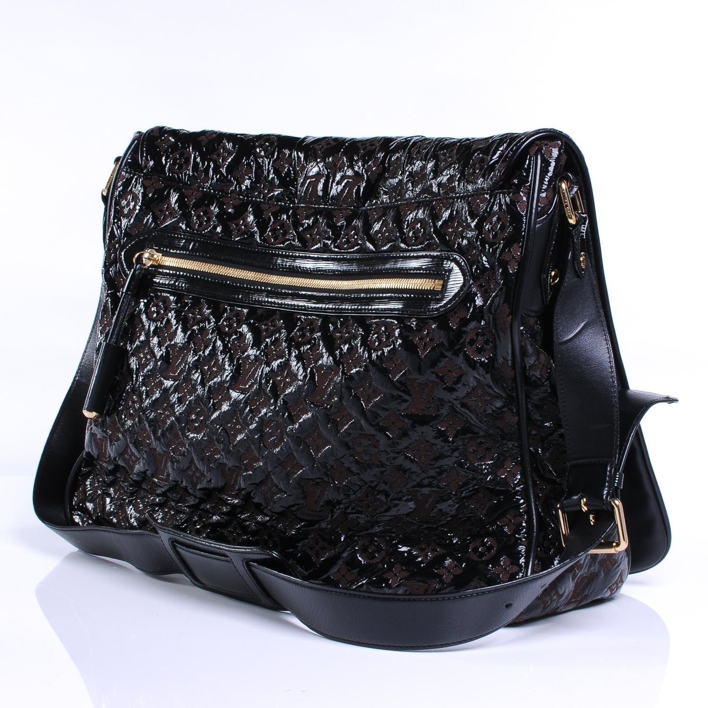 Vinyl Monogram Squishy Inventeur Messenger Bag Black