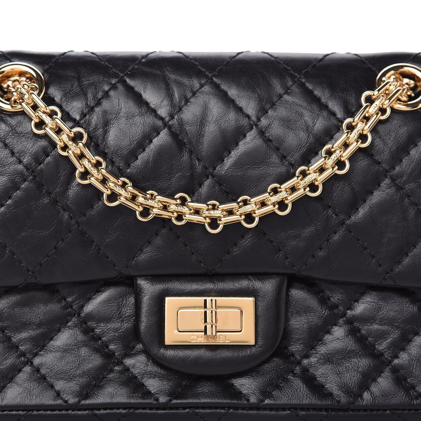 Aged Calfskin Quilted 2.55 Reissue Mini Flap Black