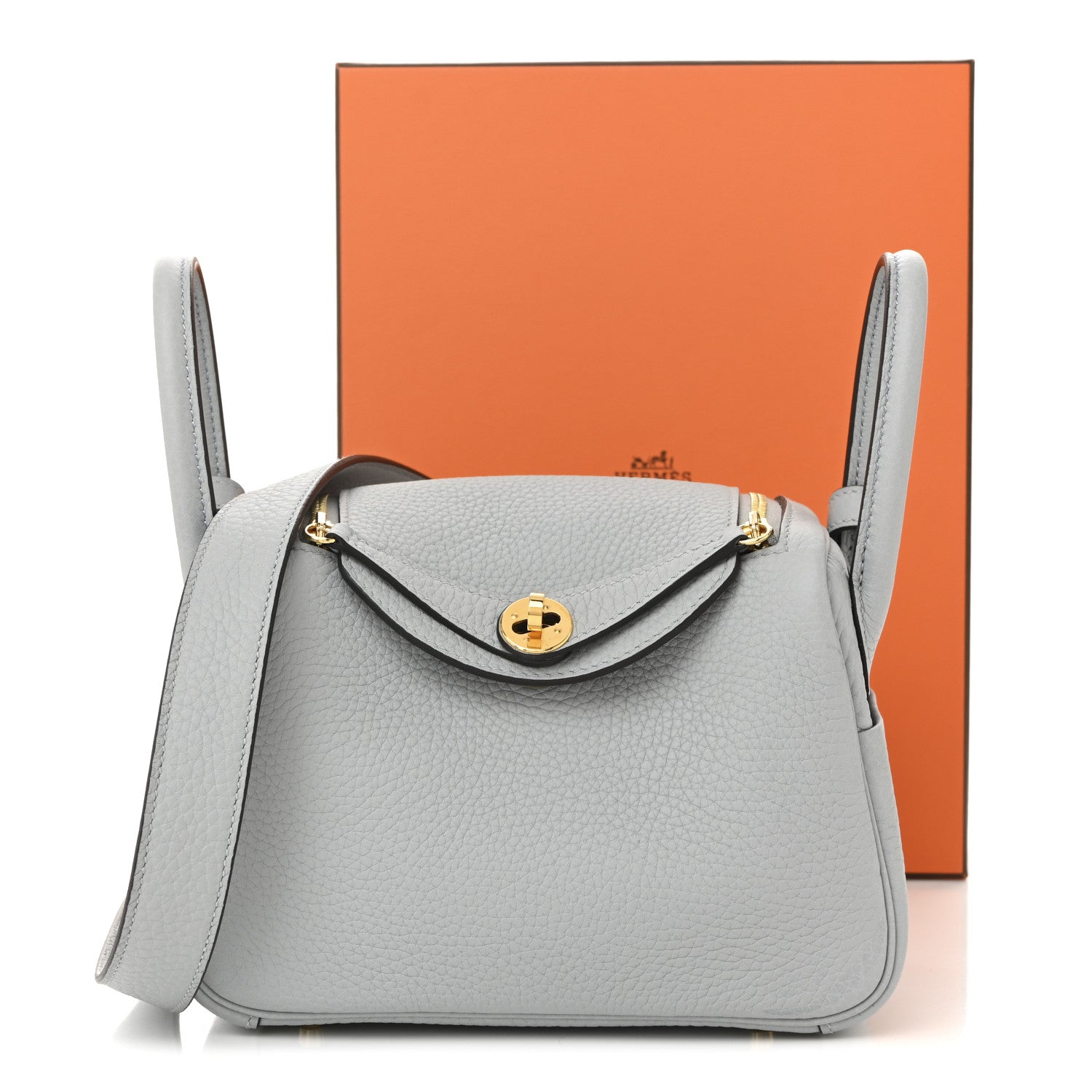 Hermes Taurillon Clemence Mini Lindy 20 Bleu Glacier 11 of 11