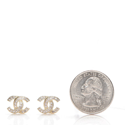 Chanel Crystal Timeless CC Earrings Gold Light Purple 2 of 5
