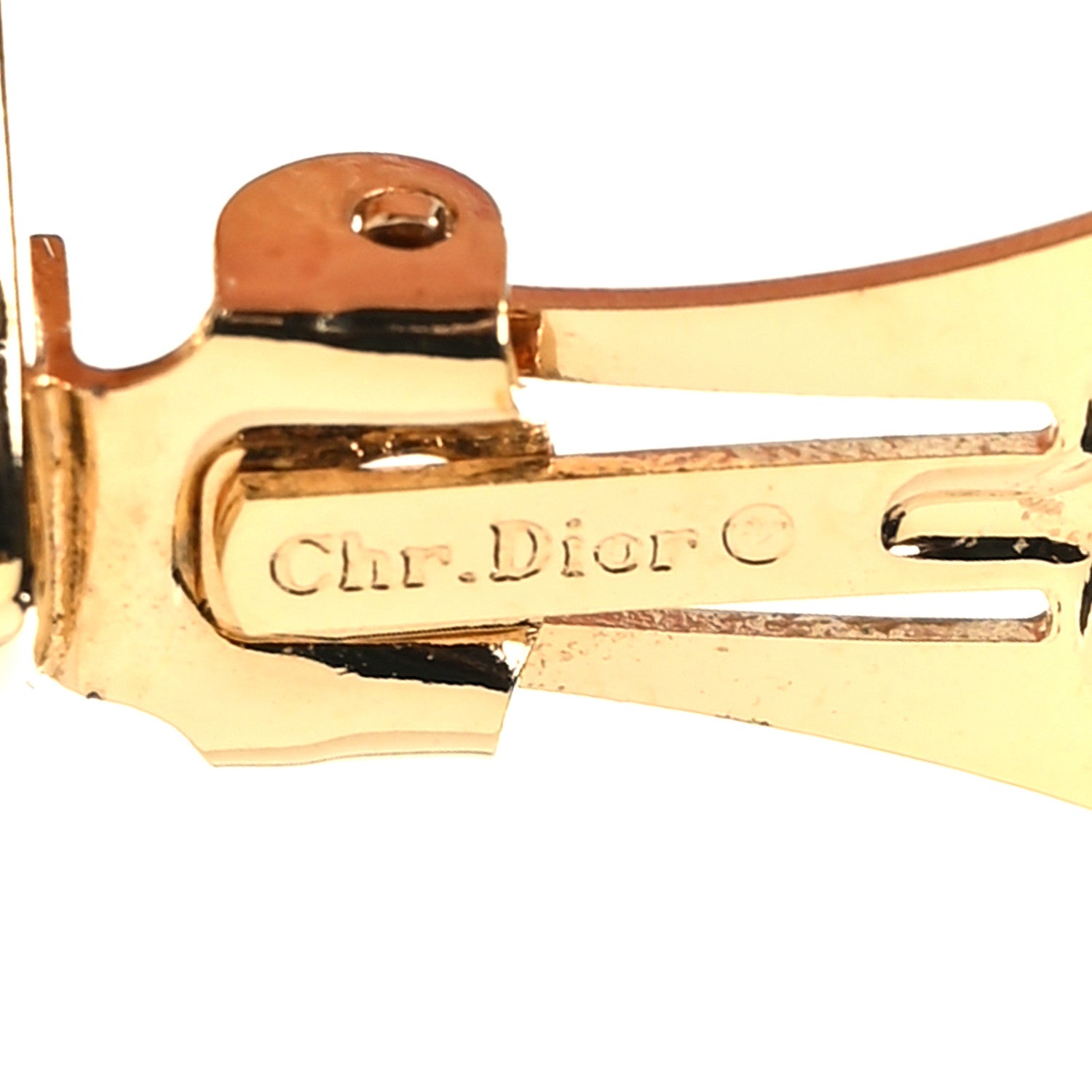 Christian Dior Crystal Heart CD Clip On Earrings Gold 4 of 5