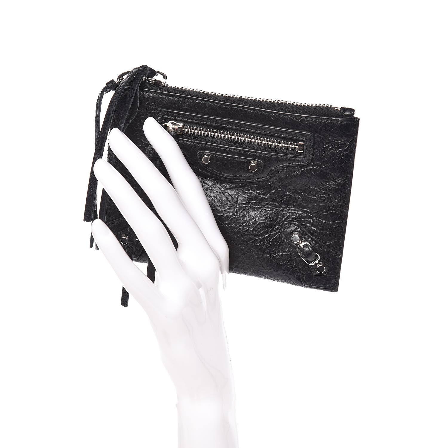 Balenciaga Agneau Arena Classic Silver Hardware Mini Pouch Black 2 of 7