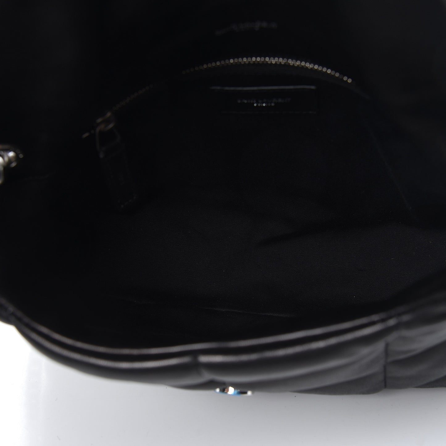 Lambskin Quilted Small Loulou Puffer Monogram Chain Satchel Black